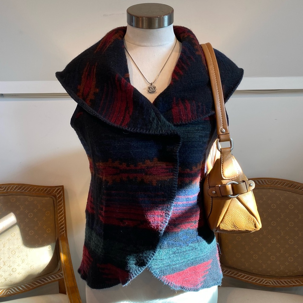 Vintage Woolrich Wool Knit Sweater Gilet, Aztec Tribal Southwestern, Women's M